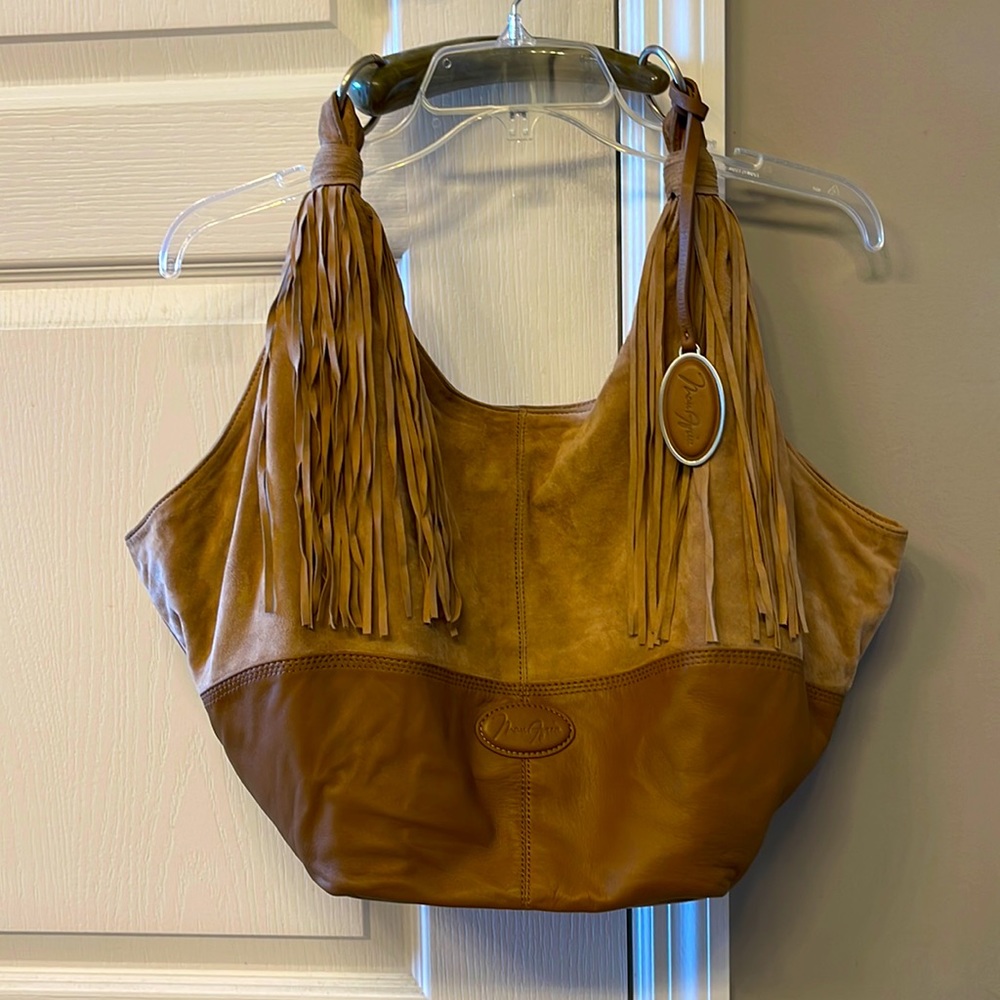 Max Azria Bone Handle Fringe bag